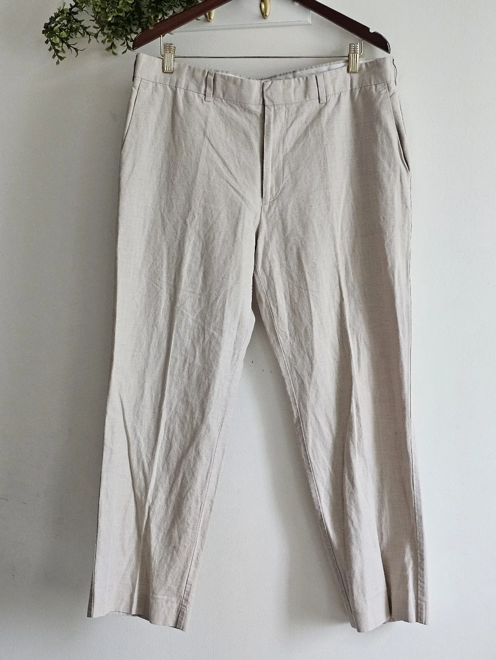 Cubavera Linen Cotton Pants Beige Flat Front Casual Summer 36x30 Men